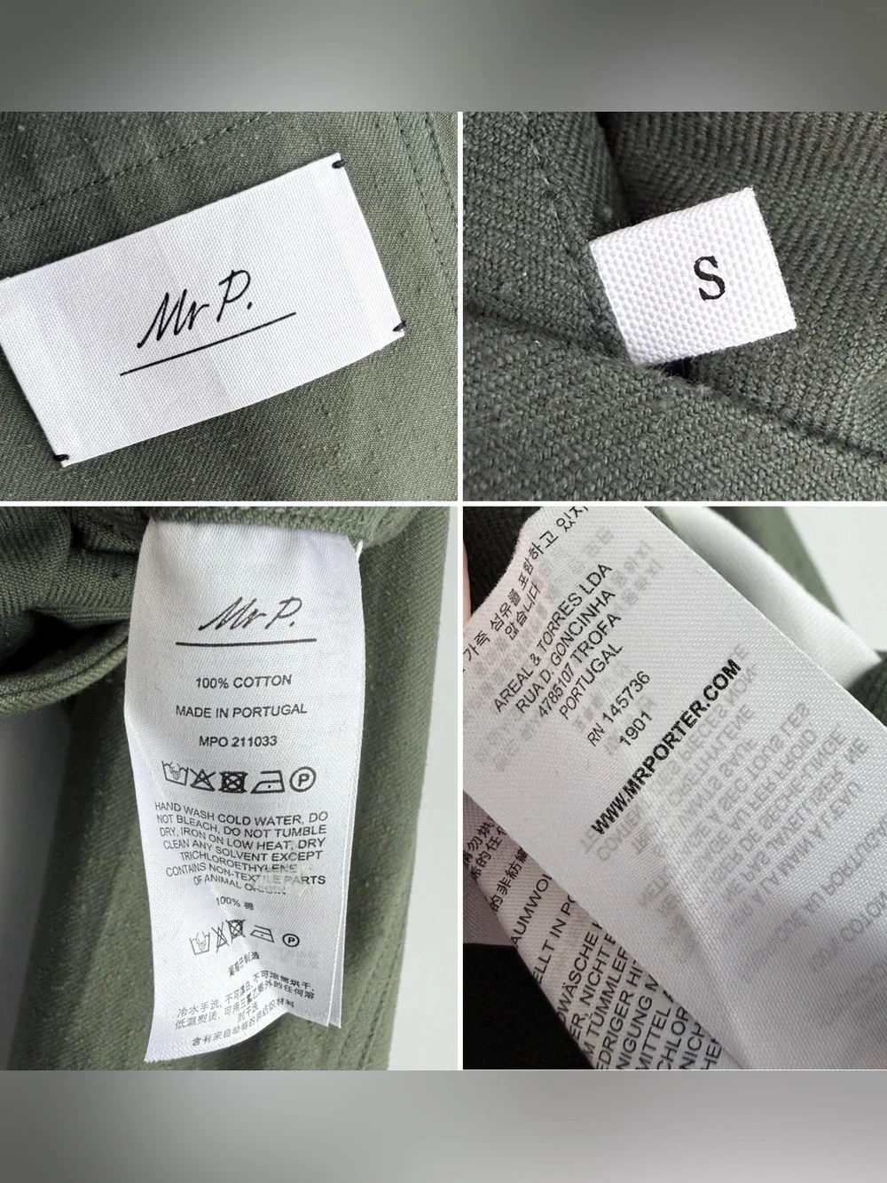 MR P. Cotton Field Jacket Olive Green Military Utility Textured Work Men’s S